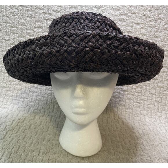 Helen Kaminski Newport Raffia Straw Woven Brown Hat + Box NOS NEW M OS Brim